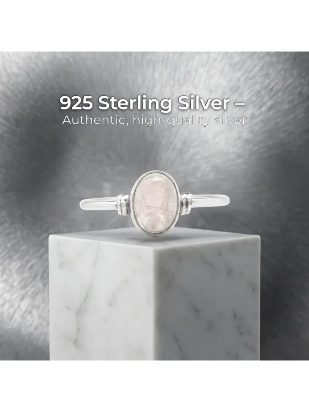 Delicate Oval Moonstone 925 Sterling Silver Ring - Boho Chic Jewelry for Women